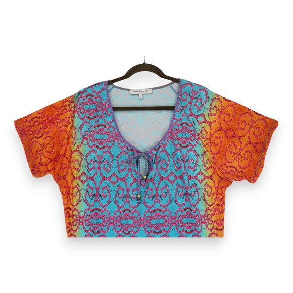 Nanette Lepore Women's Round Neck Short Sleeves‎ Mini Dress Multicolor Size L - Picture 3 of 5